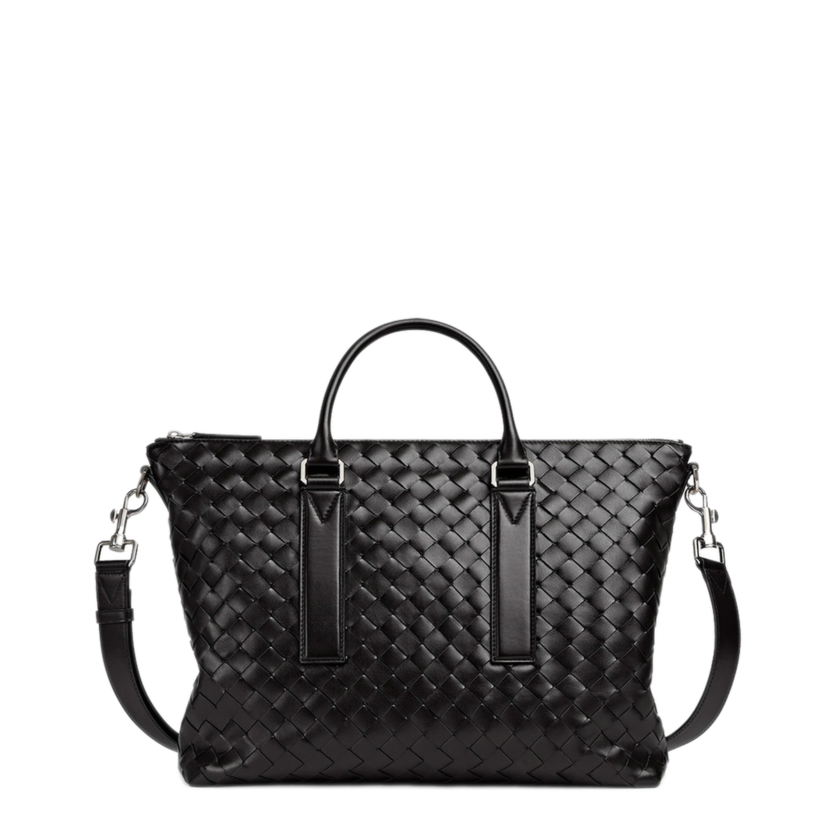 Intrecciato Soft Leather Briefcase - Black - Image 1