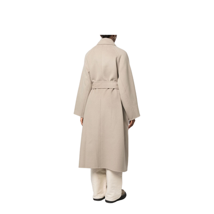 Long Belted Coat Beige - Image 5