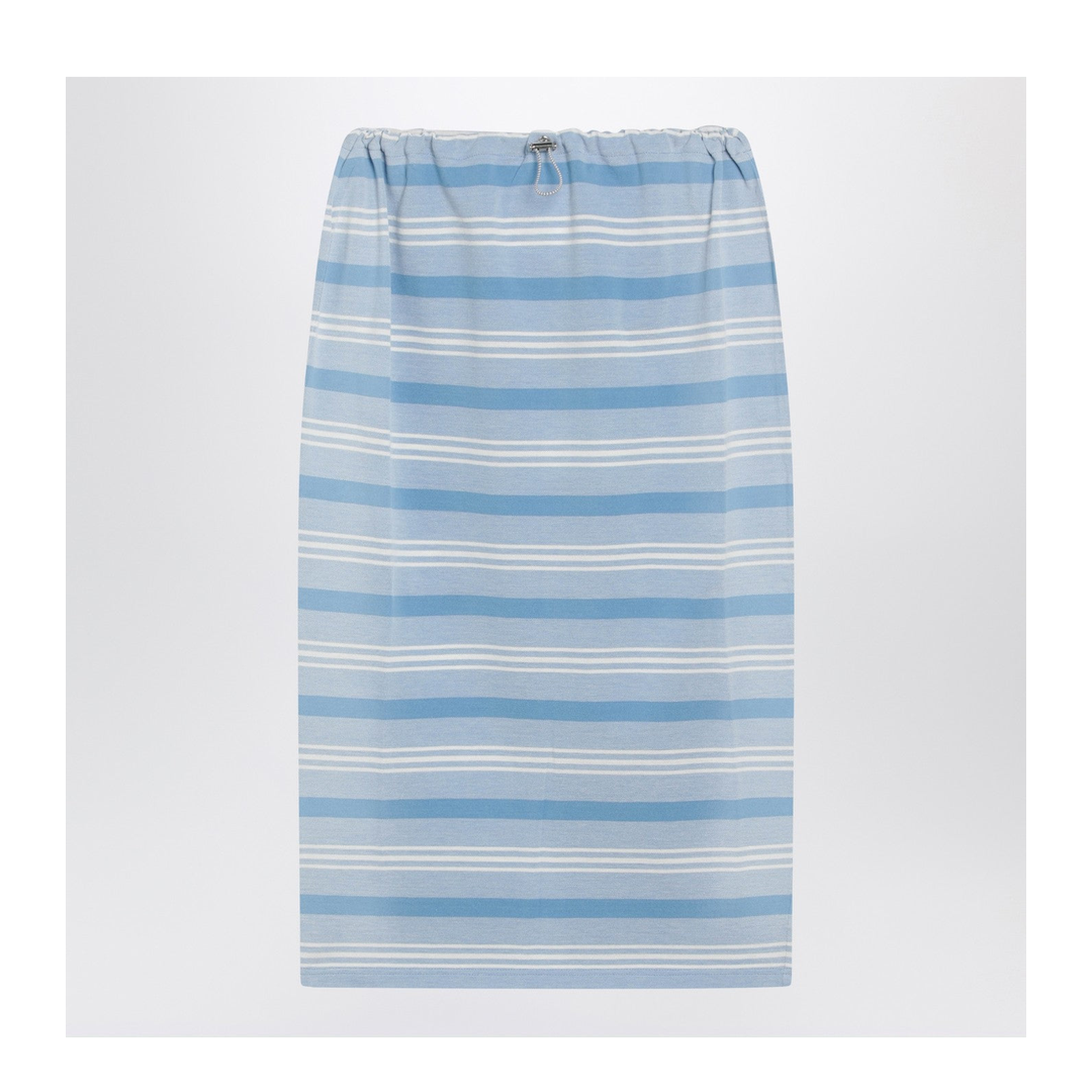 Midi Skirt in Striped Piquet Blue - Image 1