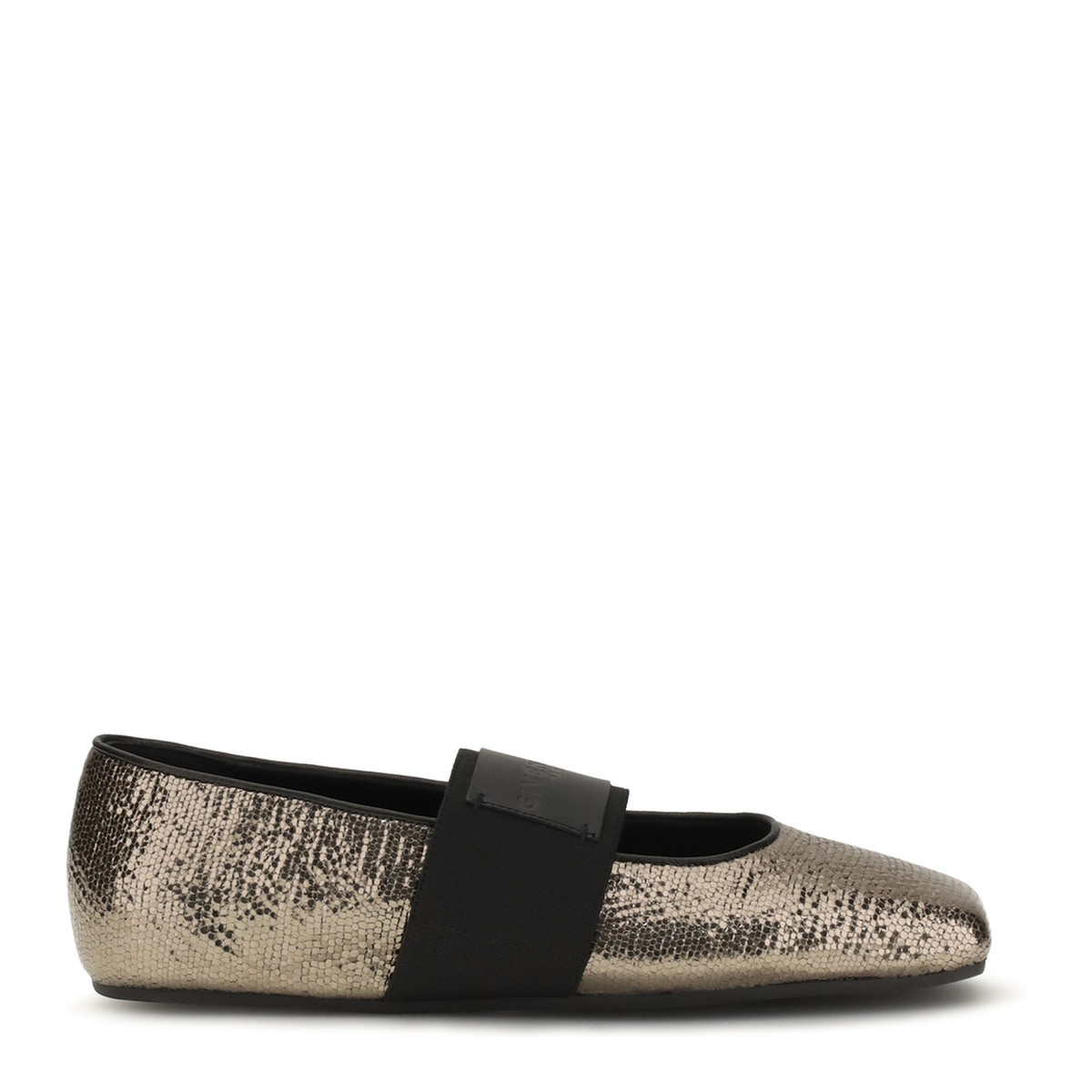 Sliced Square Ballerinas In Textured Leather - Image 1