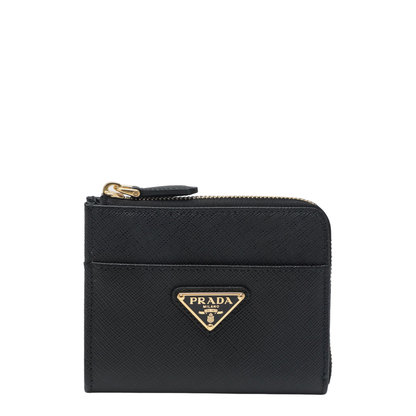 Small Saffiano Leather Zip-Around Wallet - Black - Image 1