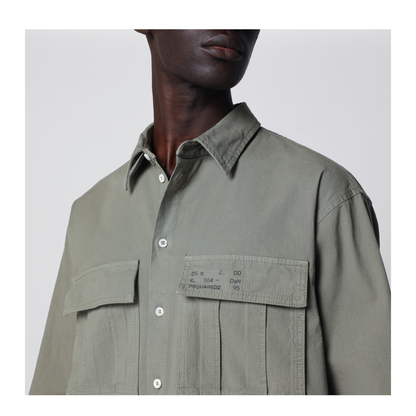Military Green Cotton Shirt - Image 2
