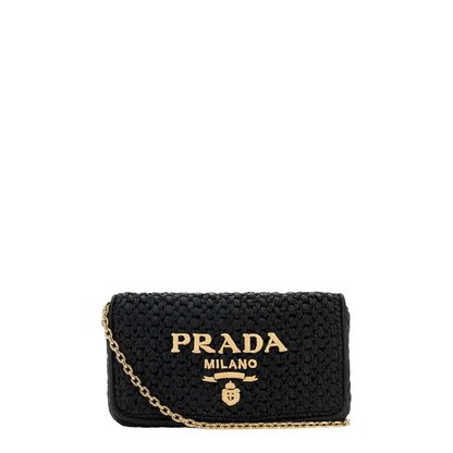 Black Raffia Crossbody Bag - Image 1
