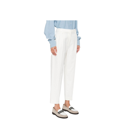 Stretch Cotton Cover Slouchy Trousers with Monili - Image 2
