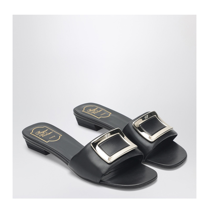 Square Buckle Leather Slides - Image 2