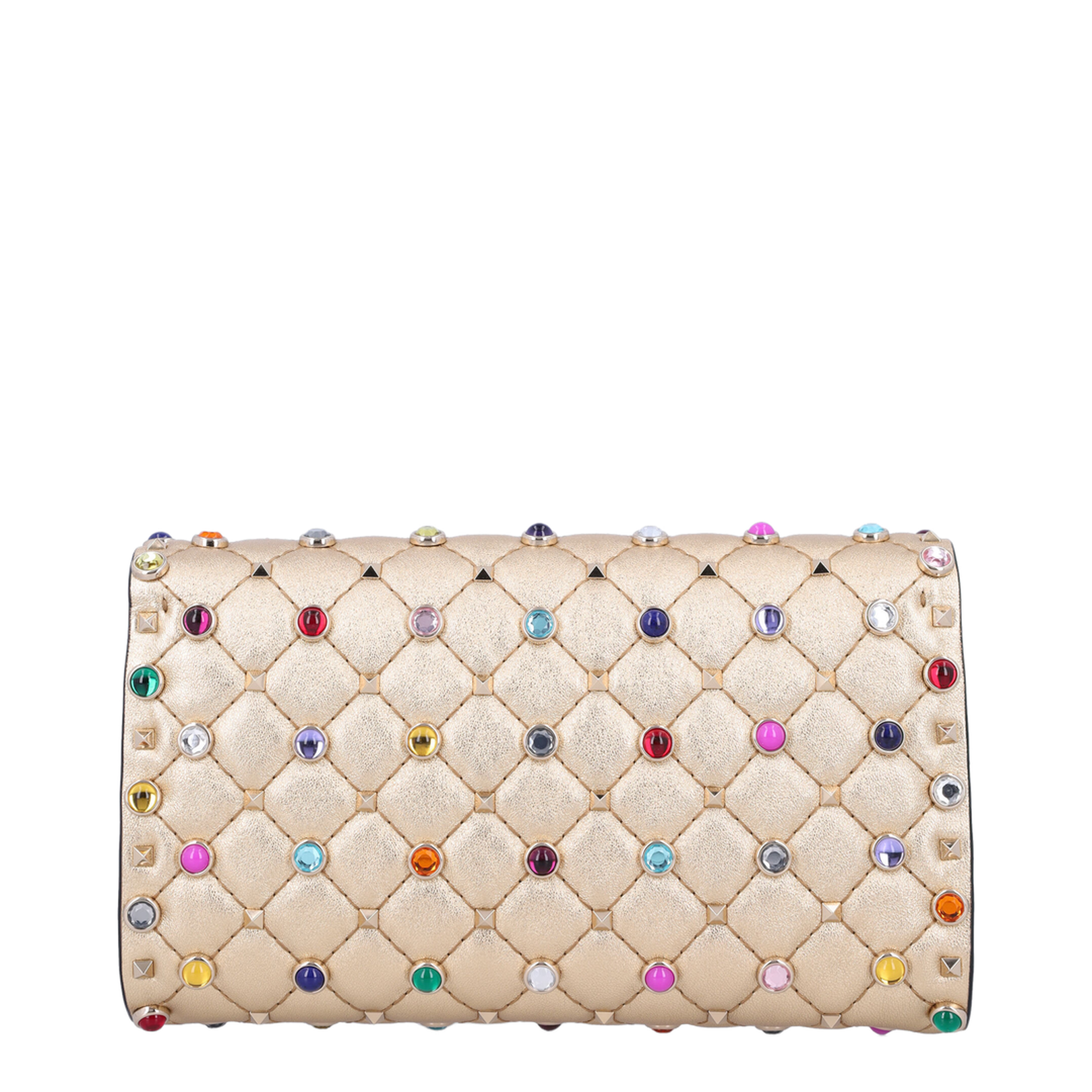 Rockstud Spike Multicolor Studded Shoulder Bag in Metallic Nappa - Image 3