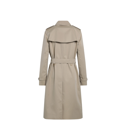 Long Kensington Heritage Cotton Trench Coat in Honey - Image 2