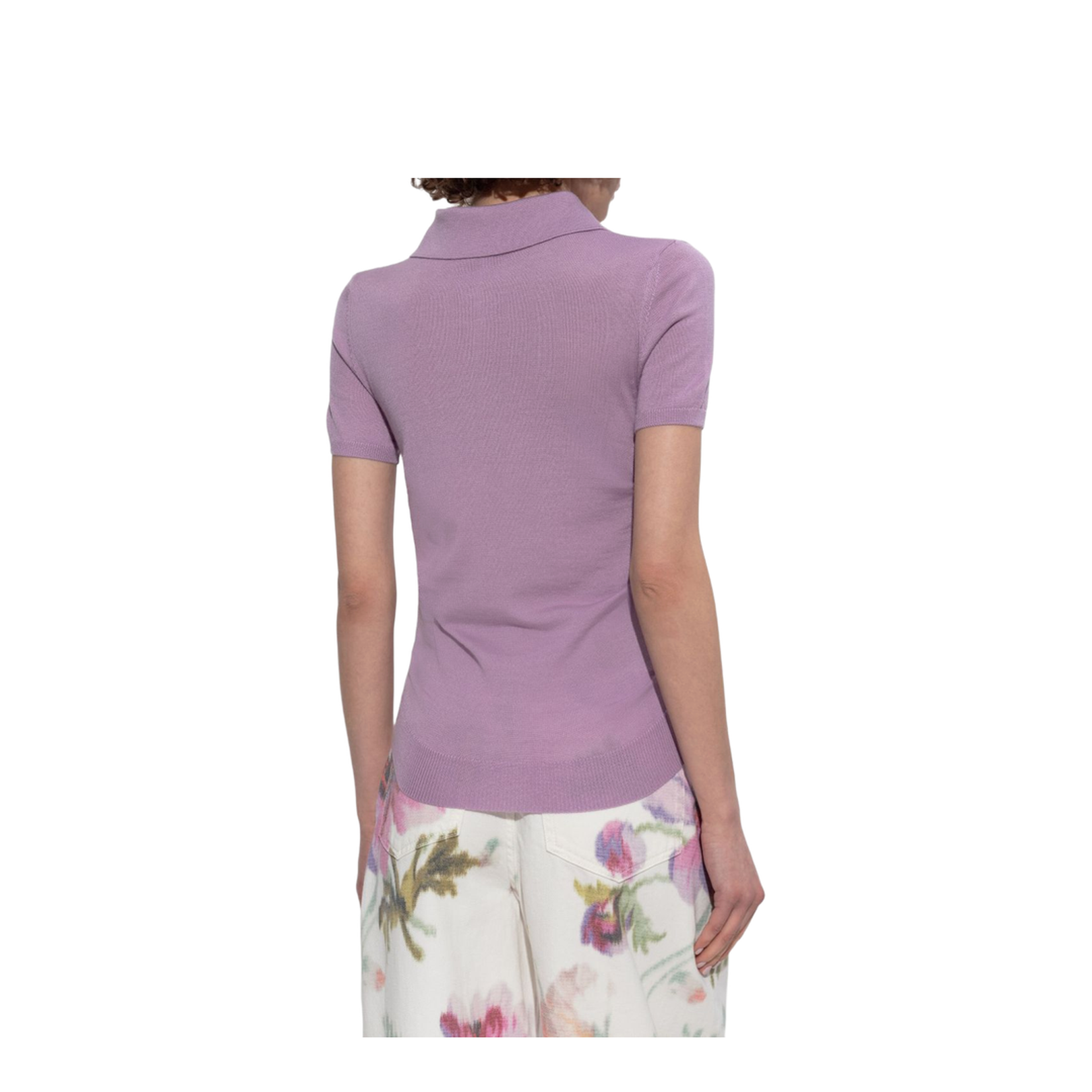 Short Sleeve Sweater in Cotton Blend White - Image 4