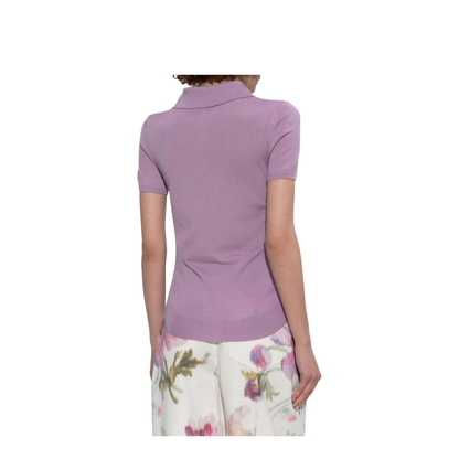 Short Sleeve Sweater in Cotton Blend White - Image 4