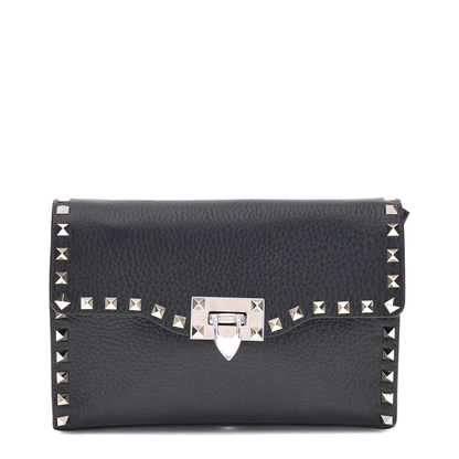 Rockstud Mini Shoulder Bag in Garnet Calfskin - Image 1