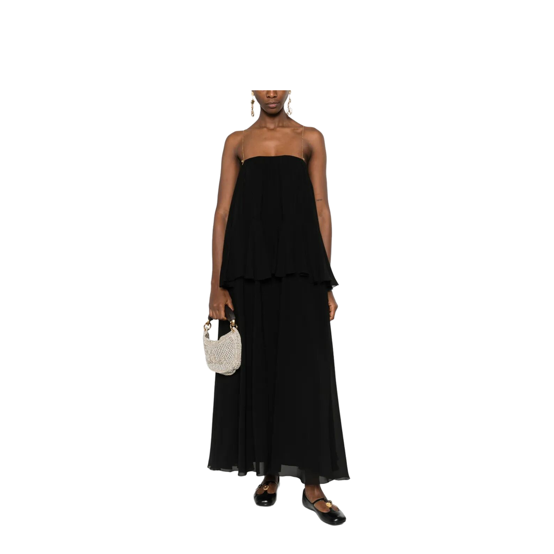 Sleeveless Long Dress in Silk Georgette - Image 3