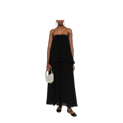 Sleeveless Long Dress in Silk Georgette - Image 3