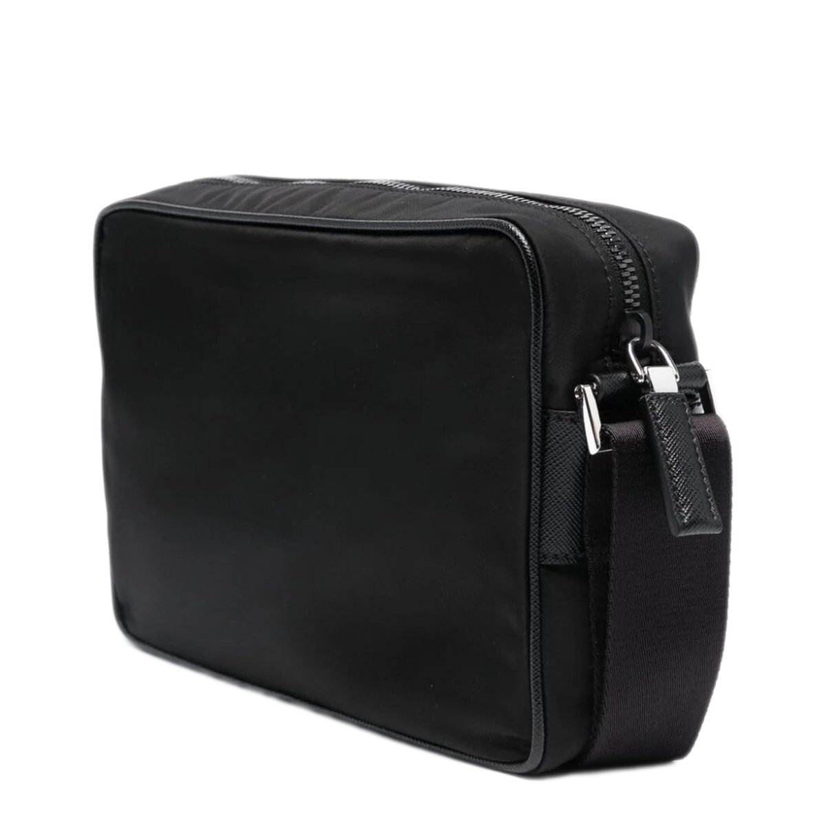 Re-Nylon Saffiano Leather Messenger Bag - Black - Image 3