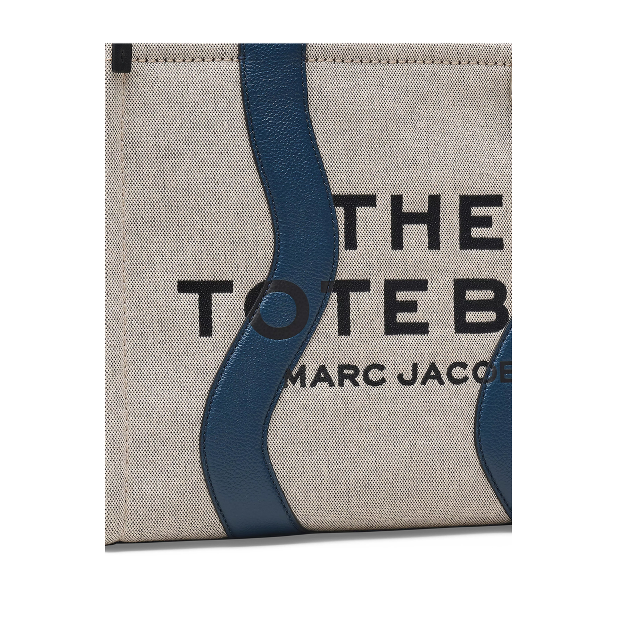 The Wavy Canvas Medium Tote Bag - Ivory/Navy - Image 3