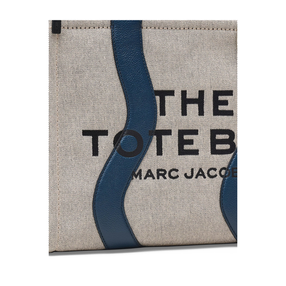The Wavy Canvas Medium Tote Bag - Ivory/Navy - Image 3