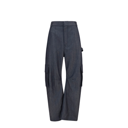 Denim Print Cargo Pants - Image 1