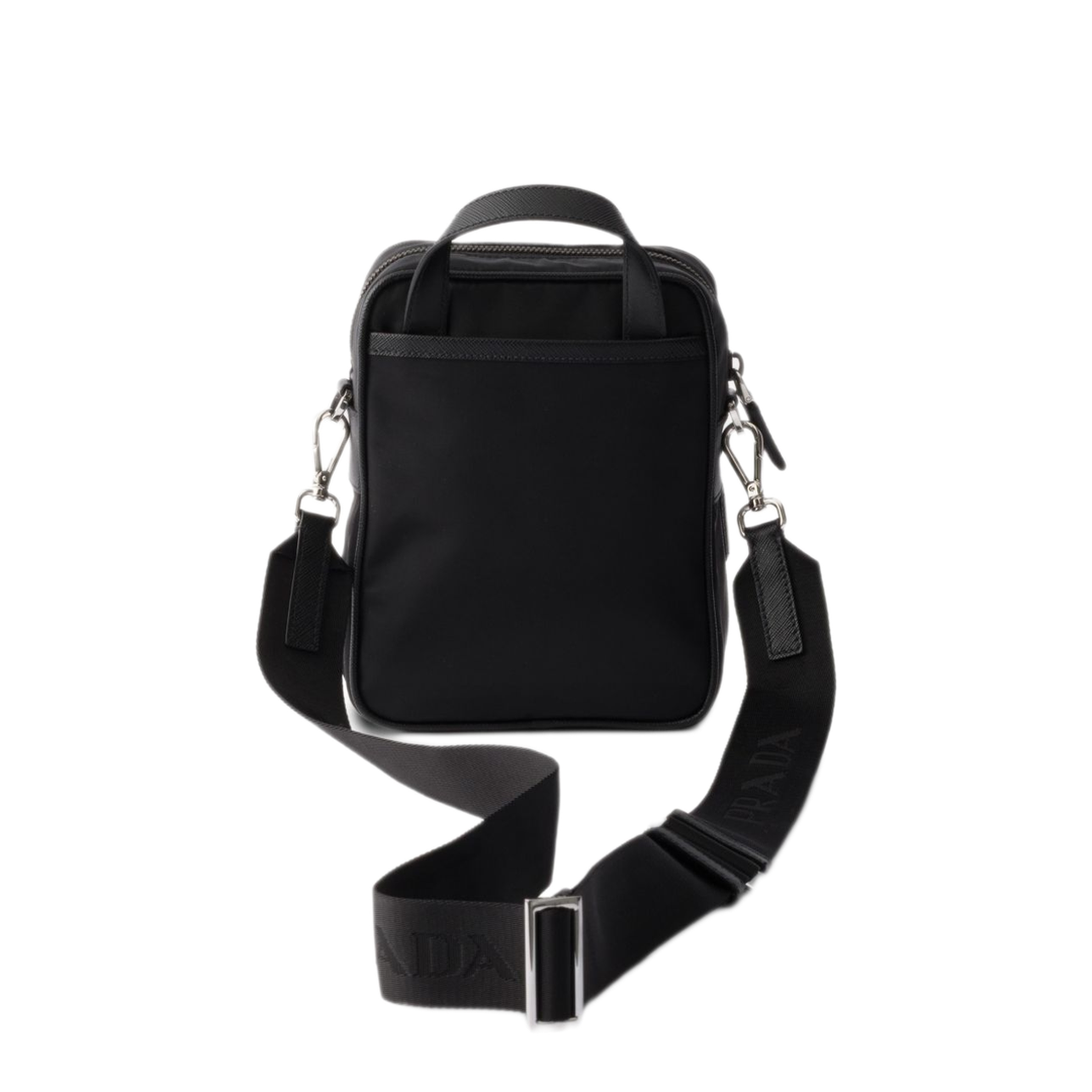 Re-Nylon with Saffiano Leather Trim Shoulder Bag - Black - Image 7
