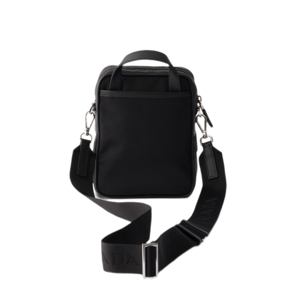 Re-Nylon with Saffiano Leather Trim Shoulder Bag - Black - Image 7