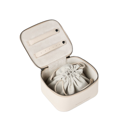 Zipper Grained Calfskin Jewelry Box - White - Image 2