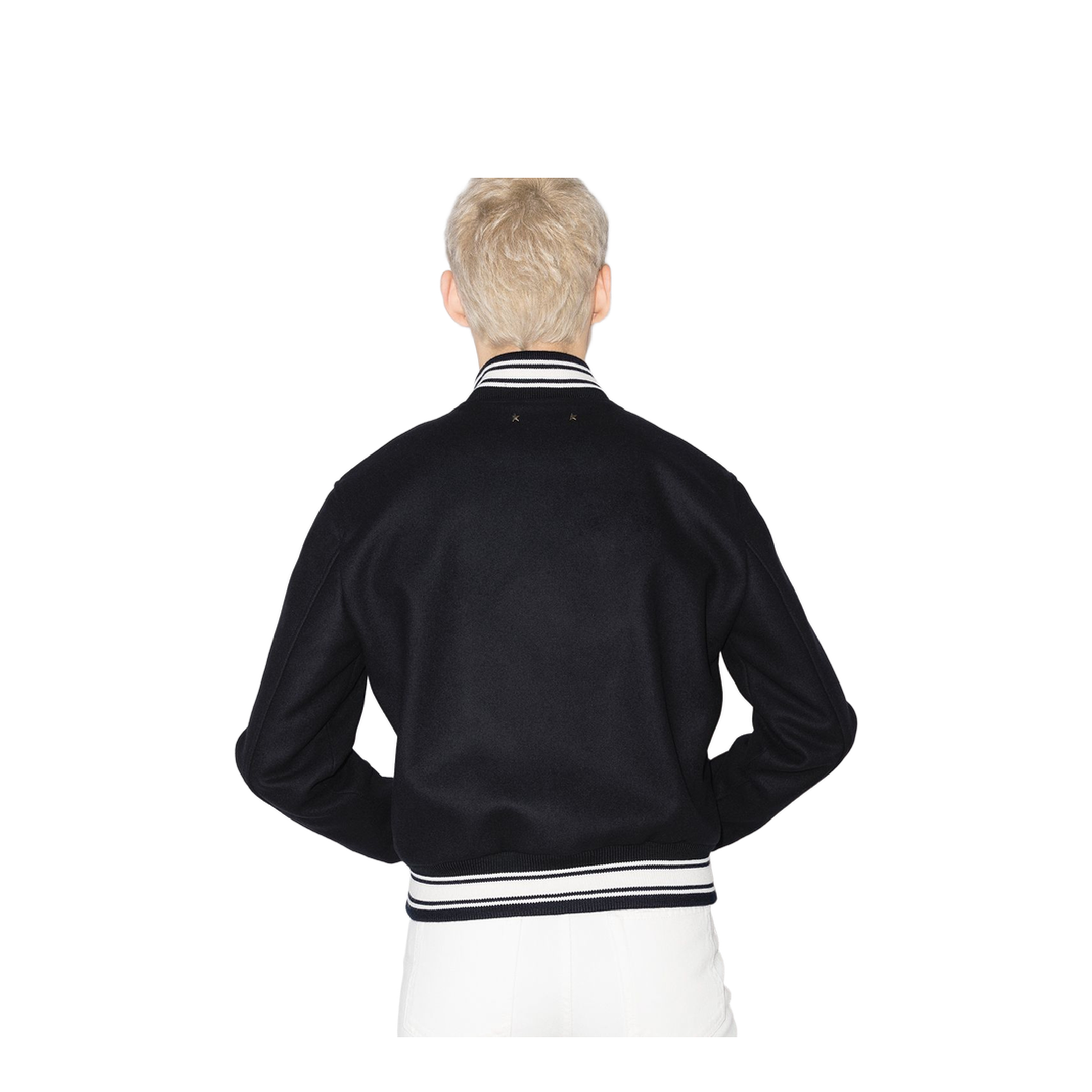 Black Virgin Wool Embroidered-Logo Bomber Jacket - Image 3