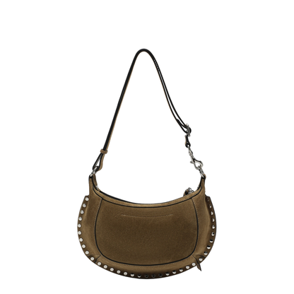 Oskan Moon Suede Calfskin Leather Shoulder Bag - Taupe - Image 2