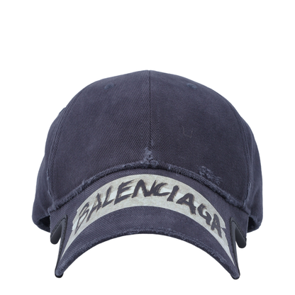 Black Washed-Effect Masking Tape Cap - Image 1