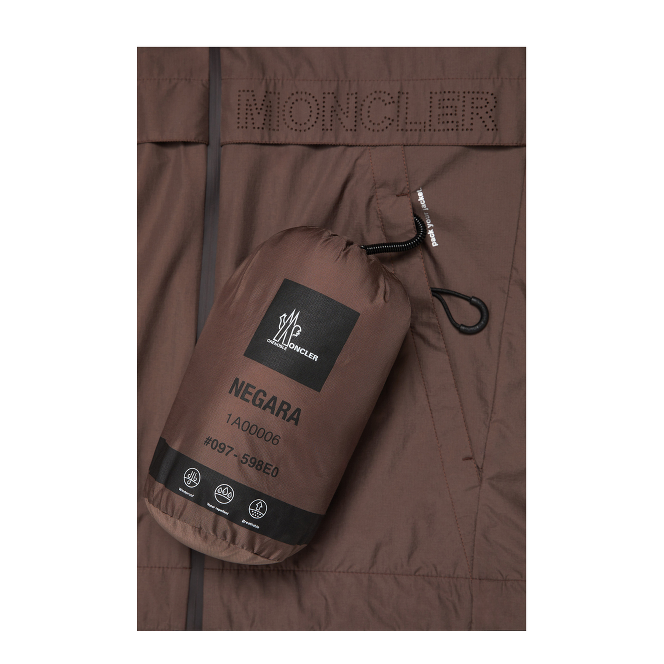 Brown Negara Packable Hooded Windbreaker - Image 2