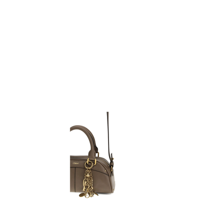 Small Bowling Bag in Soft Leather Beige - Image 4