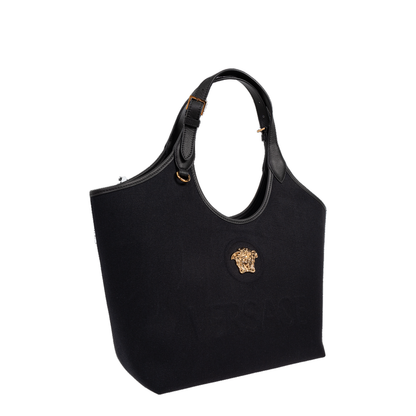 La Medusa Large Canvas Tote Bag - Black+Gold - Image 4