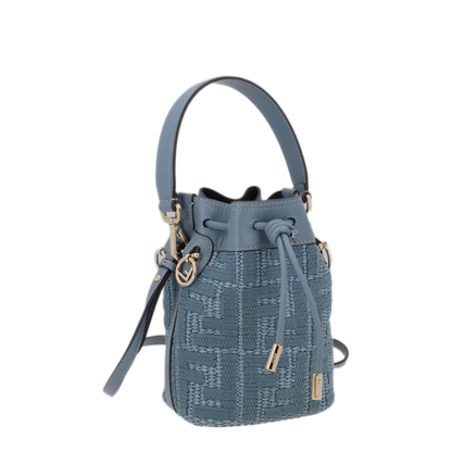 Mon Tresor Mini Raffia-Effect Bucket Bag - Blue - Image 2