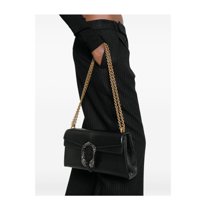 Medium Shoulder Bag in Black Leather - Image 4