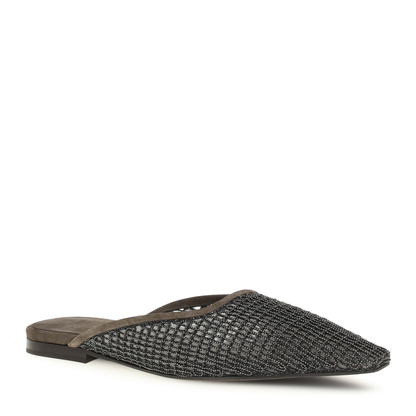 Suede Ballerinas with Embellished Net Embroidery - Image 2
