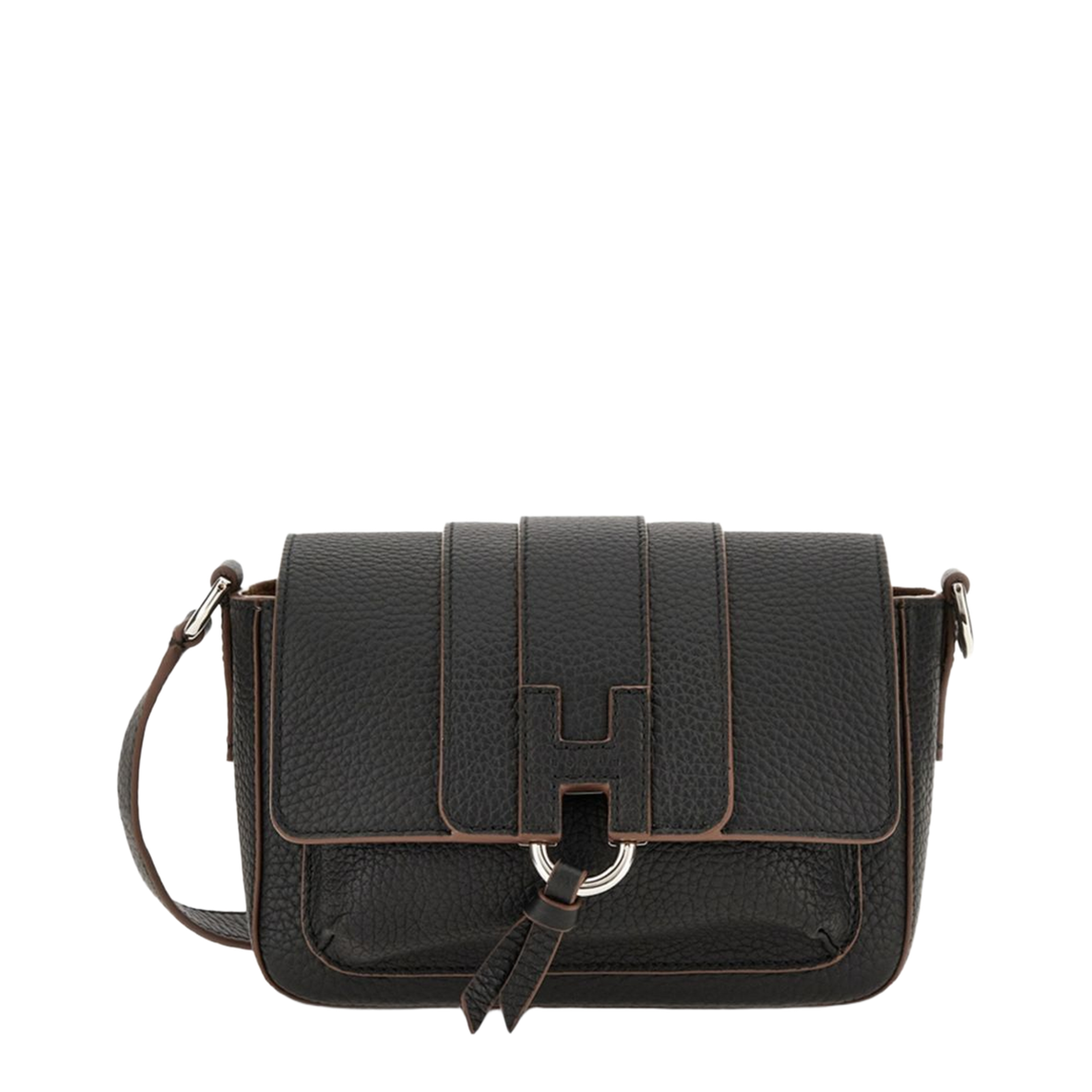 Trend Grained Leather Crossbody - Black - Image 1