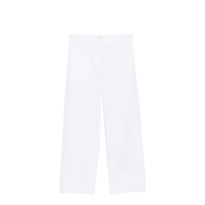 White Pants with Two Rear Patch Pockets in Cotton - Image 1