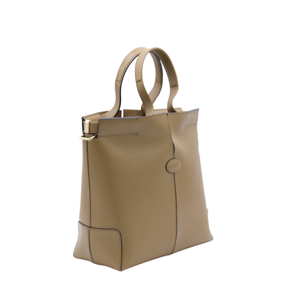 Di Bag Folio Small Leather Tote - Beige - Image 4
