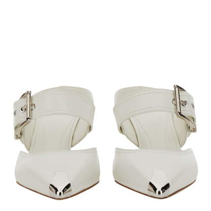 Chalk Leather Hardware Mules - Image 2