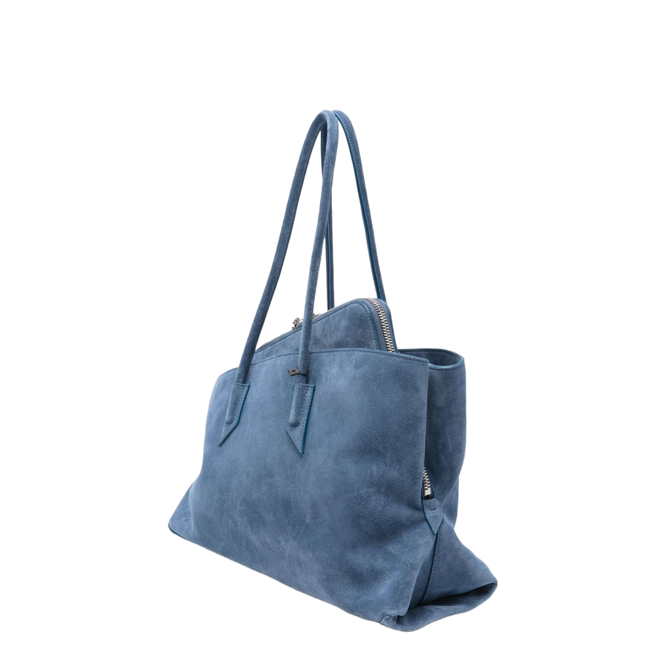 La Passeggiata Medium Suede Top Handle Bag - Sapphire Blue - Image 5