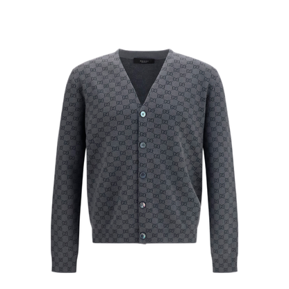 Silk And Wool Gg Print Cardigan - Image 1