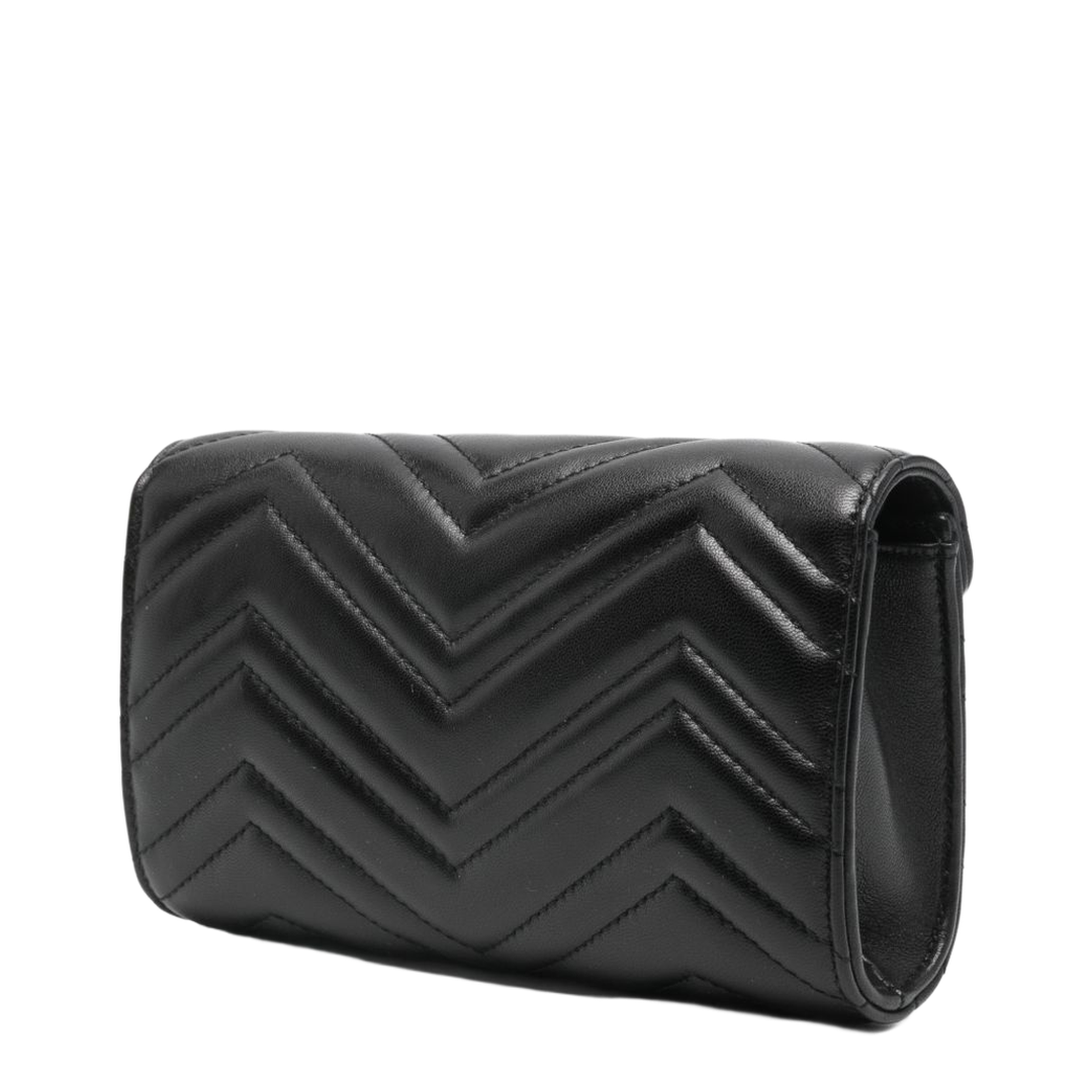 GG Marmont Small Matelassé Nappa Leather Wallet On Chain - Black - Image 3