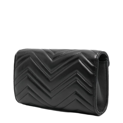 GG Marmont Small Matelassé Nappa Leather Wallet On Chain - Black - Image 3