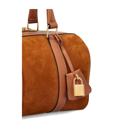 Medium Boston Nubuck Calfskin Handbag Brown - Image 3