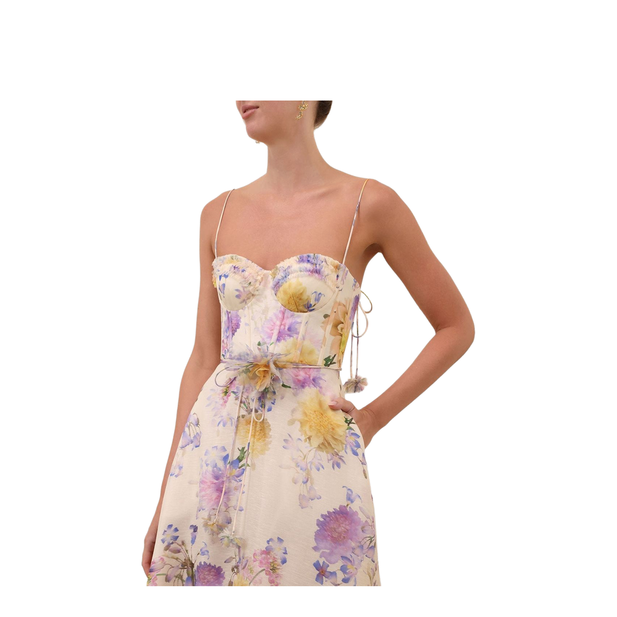 Midi Dress With Flower Print - Image 4