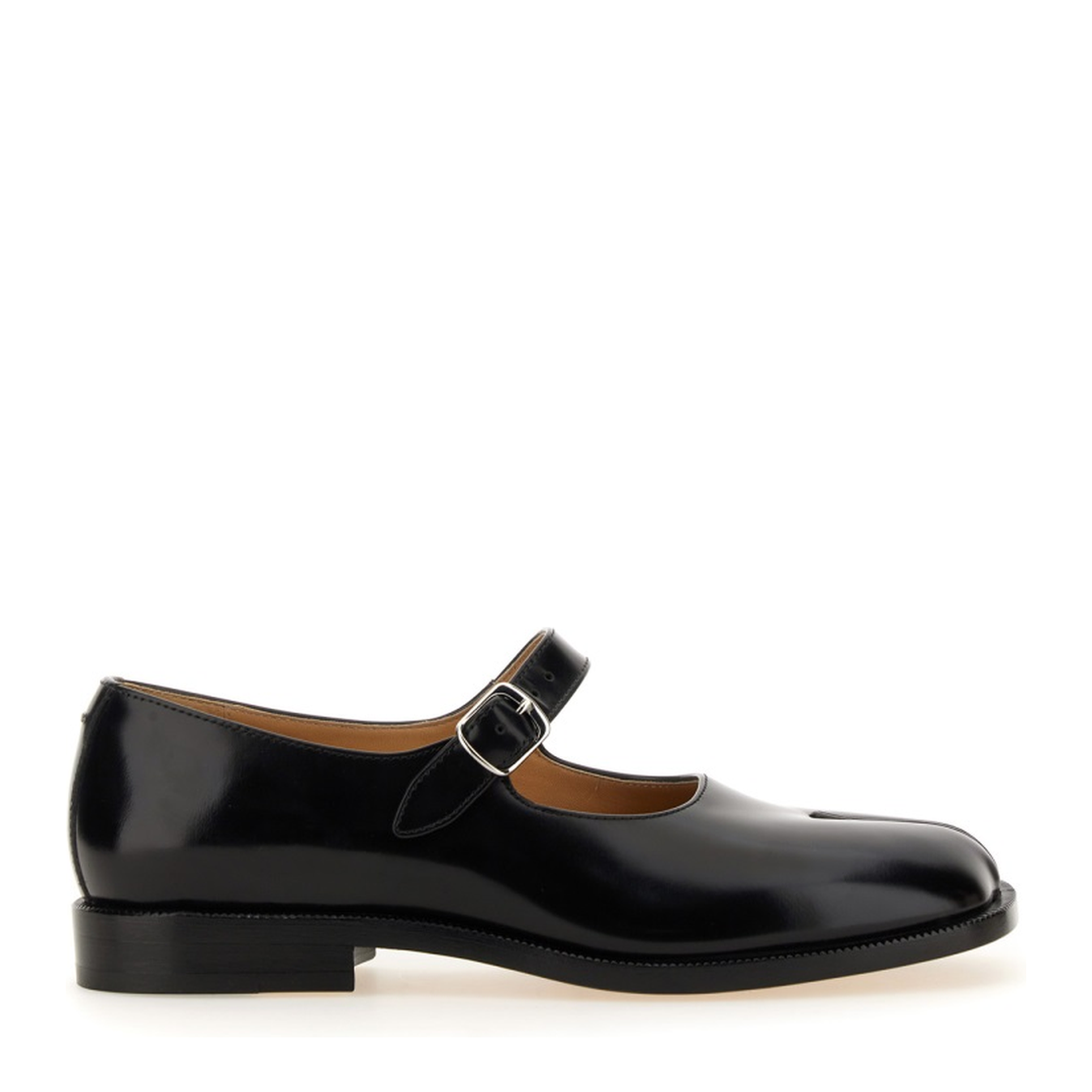 Black Leather Tabi Mary-Jane Shoes - Image 1