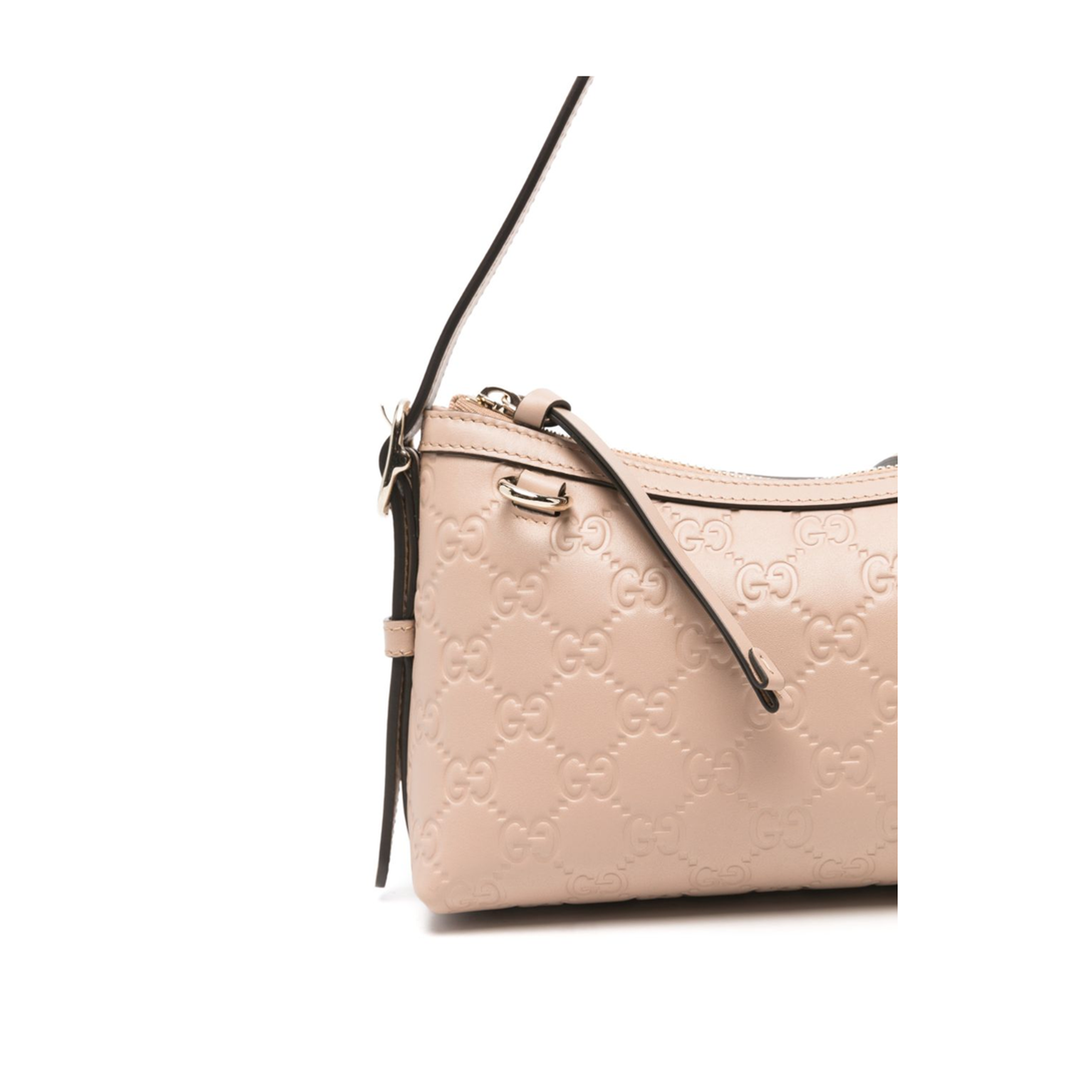 GG Emblem Small Embossed GG Leather Shoulder Bag - Powder Pink / Beige - Image 3