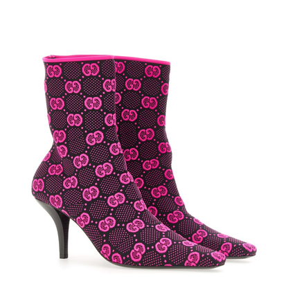 Knit Ankle Boots Black - Image 3