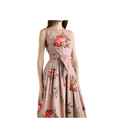 Rose Bouquet-Print Cotton Dress - Image 4