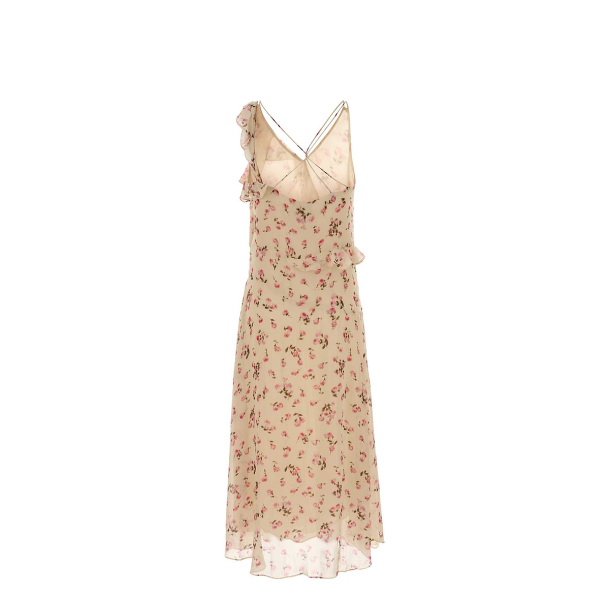 Beige Floral Pattern Dress - Image 2
