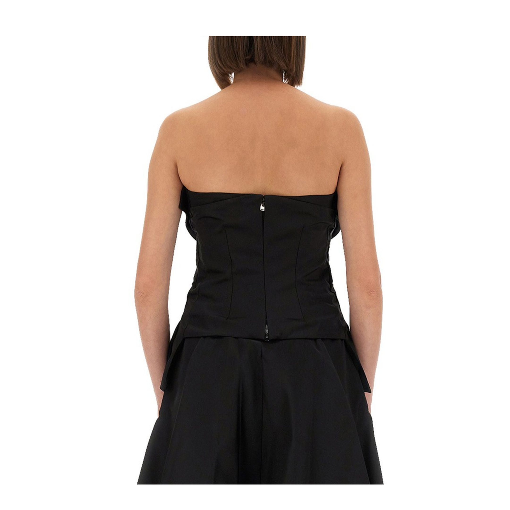 Black Peplum Hem Off-Shoulder Bow Detail Sleeveless Top - Image 4