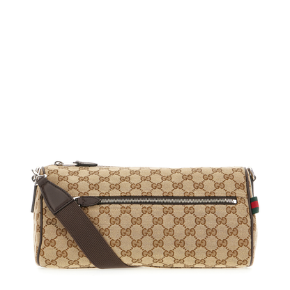 GG Canvas Small Canvas Cylinder Bag - Beige and Brown - Image 4