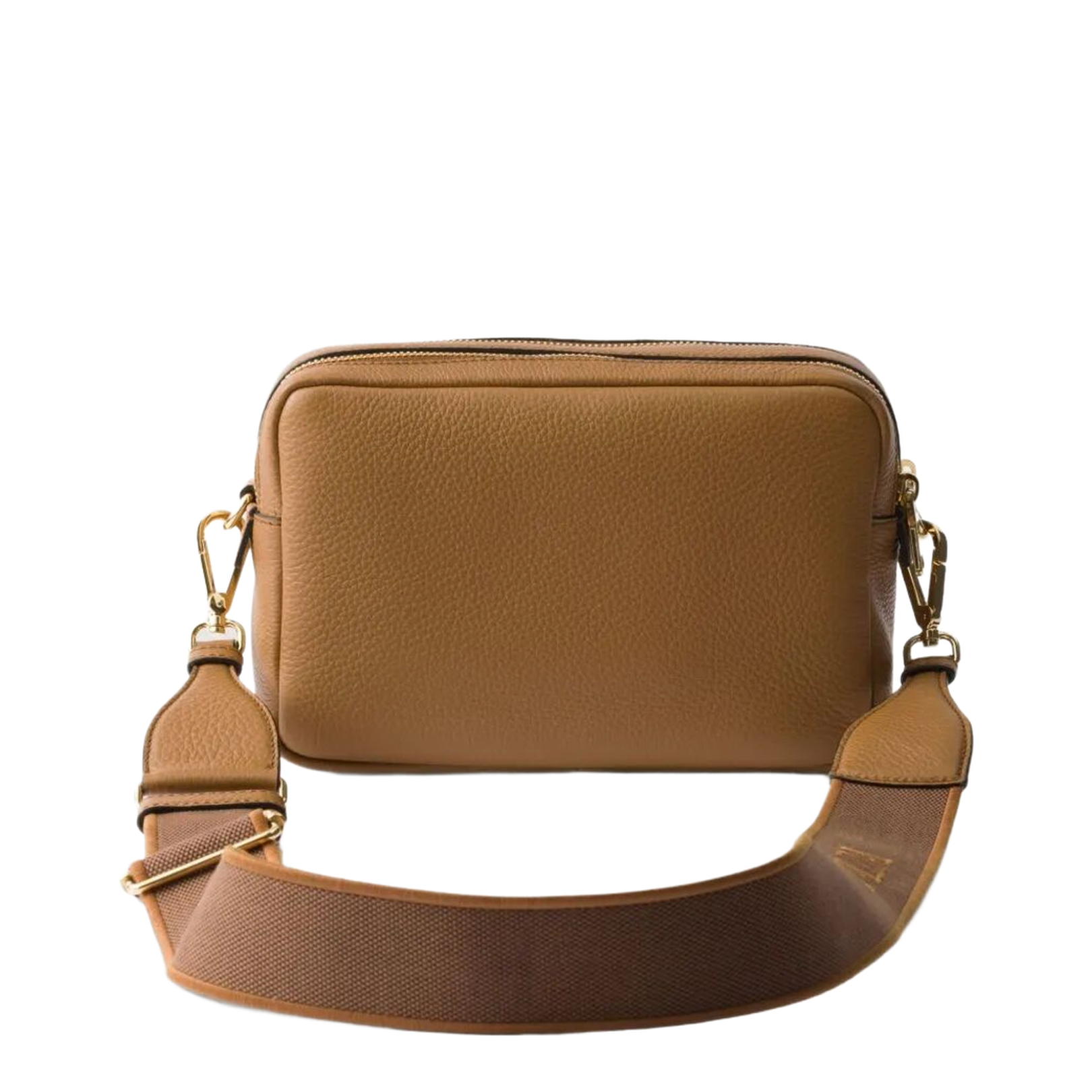 Caramel Double-Zip Leather Crossbody Bag - Image 2